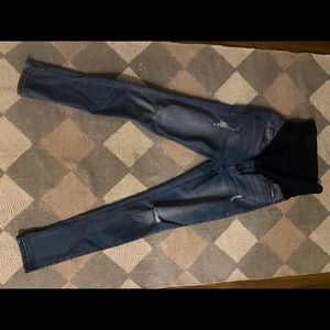 PinkBlush Navy Blue Lightly Distressed Skinny Maternity Jeans